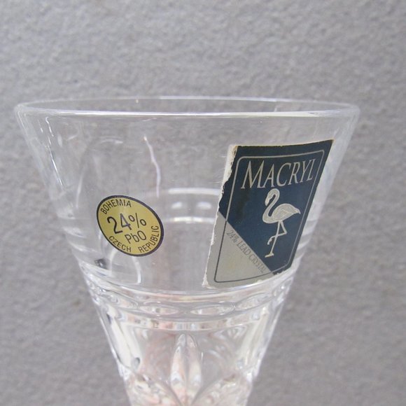 2 VINTAGE MACRYL 8 1/2" COCKTAIL GLASSES 24% PbO BOHEMIAN CRYSTAL - Picture 2 of 4